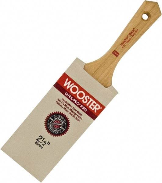 Wooster Brush - 3-1/2" Flat Nylon/Polyester Varnish Brush - 3-11/16" Bristle Length, 5-1/2" Maple Beavertail Handle - Industrial Tool & Supply
