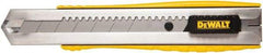 DeWALT - Snap Utility Knife - 1/4" Carbon Steel Blade, Yellow & Silver Plastic/Stainless Steel Handle, 1 Blade Included - Industrial Tool & Supply