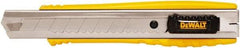 DeWALT - Snap Utility Knife - 1/4" Carbon Steel Blade, Yellow & Silver Plastic/Stainless Steel Handle, 1 Blade Included - Industrial Tool & Supply