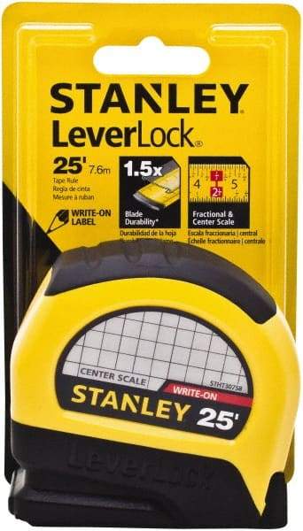 Stanley - 25' x 1" Tape Measure - 1/16" Graduation - Industrial Tool & Supply