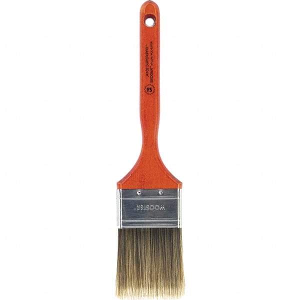 Wooster Brush - 2-1/2" Flat Nylon/Polyester Sash Brush - 2-15/16" Bristle Length, 7-3/16" Wood Fluted Handle - Industrial Tool & Supply