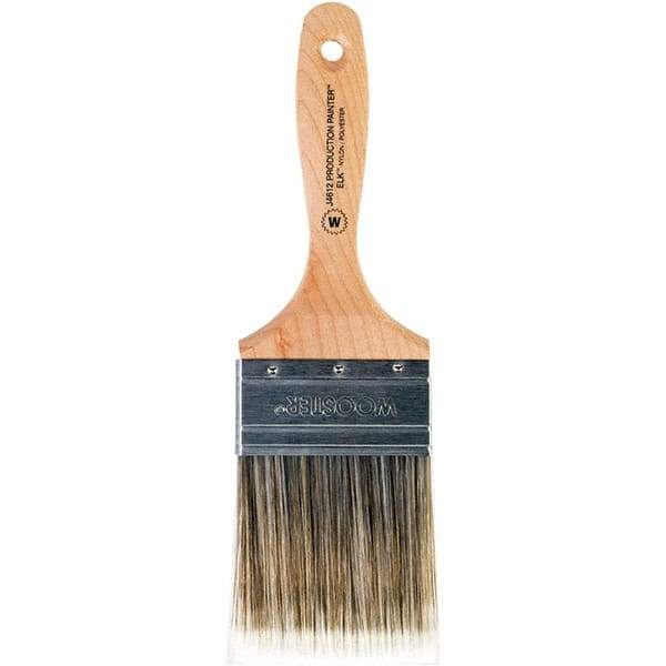 Wooster Brush - 3" Flat Nylon/Polyester Wall Brush - 3-7/16" Bristle Length, 6-1/4" Maple Beavertail Handle - Industrial Tool & Supply