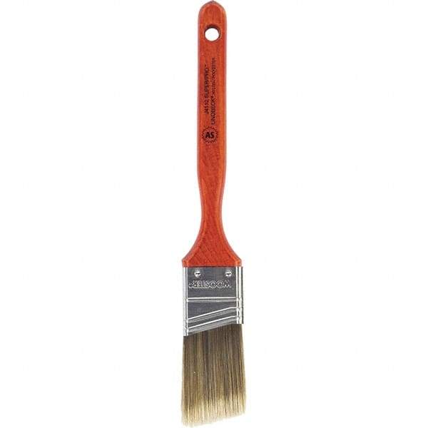 Wooster Brush - 1-1/2" Angled Nylon/Polyester Sash Brush - 2-7/16" Bristle Length, 7-3/16" Wood Fluted Handle - Industrial Tool & Supply