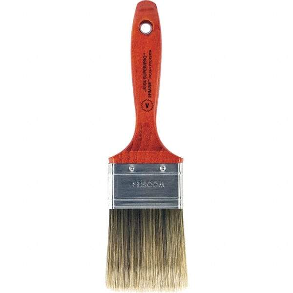 Wooster Brush - 2-1/2" Flat Nylon/Polyester Varnish Brush - 2-15/16" Bristle Length, 5-1/2" Wood Beavertail Handle - Industrial Tool & Supply