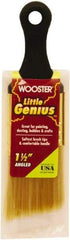 Wooster Brush - 1-1/2" Flat Synthetic General Purpose Paint Brush - 2-3/16" Bristle Length, 2-1/2" Plastic Short Handle - Industrial Tool & Supply