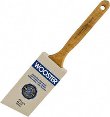 Wooster Brush - 2-1/2" Angled Hog Sash Brush - 2-11/16" Bristle Length, 7-7/8" Maple Fluted Handle - Industrial Tool & Supply