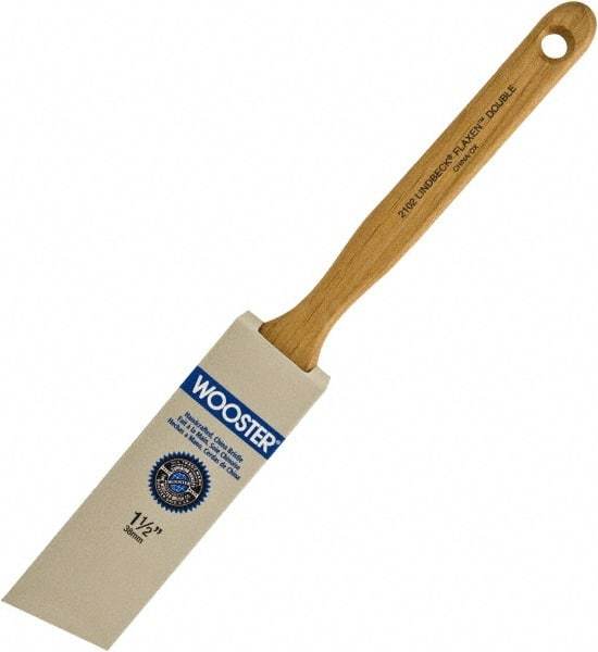 Wooster Brush - 1-1/2" Angled Hog Sash Brush - 2-7/16" Bristle Length, 7-7/8" Maple Fluted Handle - Industrial Tool & Supply