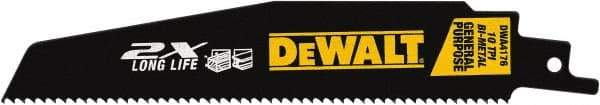 DeWALT - 6" Long x 1" Thick, High Speed Steel Reciprocating Saw Blade - Straight Profile, 10 TPI, Toothed Edge, Universal Shank - Industrial Tool & Supply