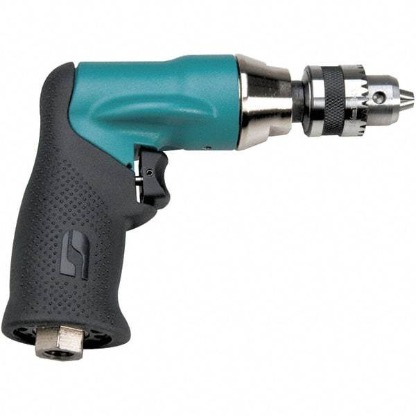 Dynabrade - 1/4" Keyed Chuck - Pistol Grip Handle, 2,400 RPM, 0.4 hp, 90 psi - Industrial Tool & Supply
