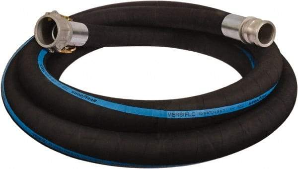 Alliance Hose & Rubber - 4" ID x 4.45 OD, 150 Working psi, Black Synthetic Rubber Water & Discharge Hose - Male x Female Camlock Ends, 20' Long, -25 to 200°F - Industrial Tool & Supply