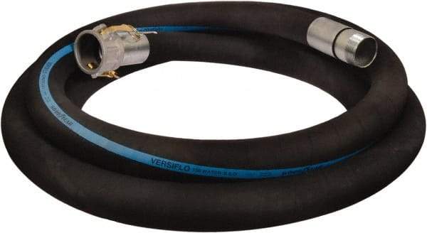 Alliance Hose & Rubber - 1-1/2" ID x 1.87 OD, 150 Working psi, Black Synthetic Rubber Water & Discharge Hose - Female Camlock x Male Nipple Ends, 20' Long, -25 to 200°F - Industrial Tool & Supply