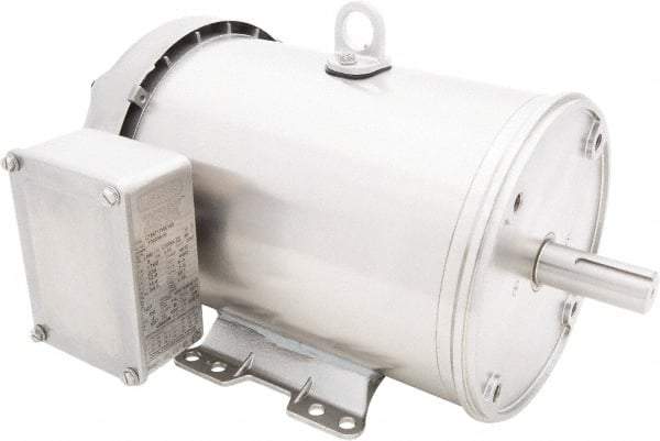 Leeson - 5 Max hp, 1,800 Max RPM, Premium Efficient Electric AC DC Motor - 230/460 V Input, Three Phase, 184TC Frame, C-Face with Base Mount, TEFC Enclosure - Industrial Tool & Supply