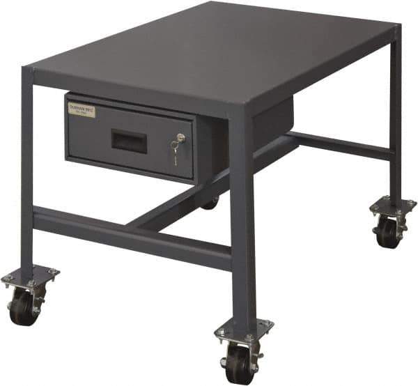 Durham - Machine Work Table with Drawer - Steel, Gray, 24" Long x 18" Deep x 24" High - Industrial Tool & Supply