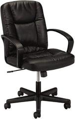 Basyx - 38-3/4" High Executive Mid Back Chair - 25" Wide x 34-1/2" Deep, Leather Seat, Black - Industrial Tool & Supply