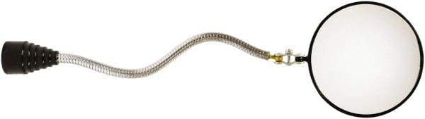 Mag-Mate - 14-1/2" OAL, Round Glass Inspection Mirror - 3-7/8" Diam, 10-1/2" Handle, 4-1/4" Collapsed Length, Flexible - Industrial Tool & Supply