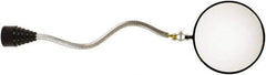 Mag-Mate - 14-1/2" OAL, Round Glass Inspection Mirror - 3-7/8" Diam, 10-1/2" Handle, 4-1/4" Collapsed Length, Flexible - Industrial Tool & Supply