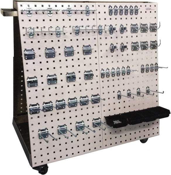 Triton - 21-1/4 Inches Wide x 39-1/4 Inches High x 36-3/4 Inches Deep A-Frame Double Sided Pegboard Tool Cart - 800 Lbs. Load Limit, Includes 56 Piece LocHook Assortment and 4 Plastic Bins - Industrial Tool & Supply