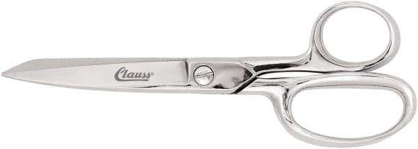 Clauss - 3" LOC, 6" OAL Chrome Plated Straight Trimmers - Steel Straight Handle, For Paper, Fabric - Industrial Tool & Supply