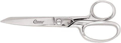 Clauss - 3" LOC, 6" OAL Chrome Plated Straight Trimmers - Steel Straight Handle, For Paper, Fabric - Industrial Tool & Supply