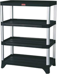 Rubbermaid - 46" High x 20" Wide x 35" Deep, 4 Shelf Structural Plastic Open Shelving - Black, 800 Lb Capacity - Industrial Tool & Supply