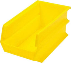 Triton - 14-3/4" Deep, Yellow Polypropylene Hopper Stacking Bin - 7" High x 8-1/4" Wide x 14-3/4" Long - Industrial Tool & Supply