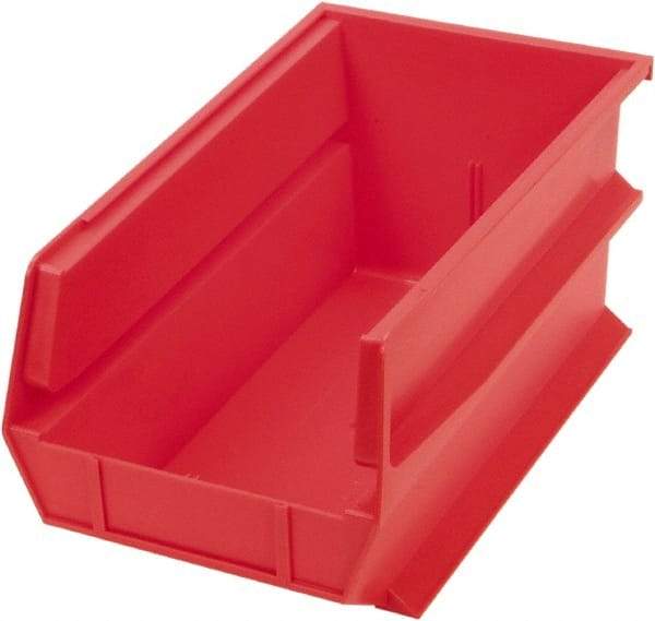 Triton - 14-3/4" Deep, Red Polypropylene Hopper Stacking Bin - 7" High x 8-1/4" Wide x 14-3/4" Long - Industrial Tool & Supply