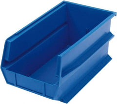 Triton - 14-3/4" Deep, Blue Polypropylene Hopper Stacking Bin - 7" High x 8-1/4" Wide x 14-3/4" Long - Industrial Tool & Supply