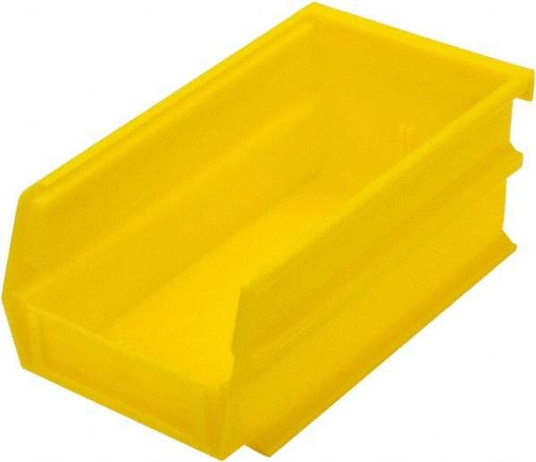 Triton - 7-3/8" Deep, Yellow Polypropylene Hopper Stacking Bin - 3" High x 4-1/8" Wide x 7-3/8" Long - Industrial Tool & Supply