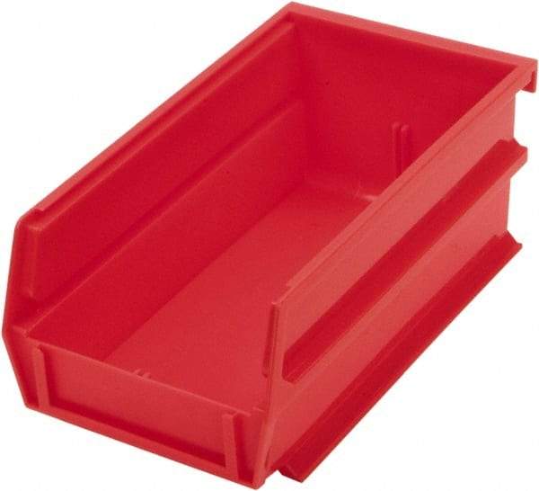 Triton - 7-3/8" Deep, Red Polypropylene Hopper Stacking Bin - 3" High x 4-1/8" Wide x 7-3/8" Long - Industrial Tool & Supply