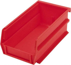 Triton - 7-3/8" Deep, Red Polypropylene Hopper Stacking Bin - 3" High x 4-1/8" Wide x 7-3/8" Long - Industrial Tool & Supply
