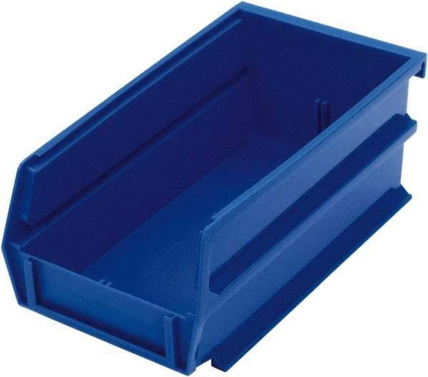 Triton - 7-3/8" Deep, Blue Polypropylene Hopper Stacking Bin - 3" High x 4-1/8" Wide x 7-3/8" Long - Industrial Tool & Supply