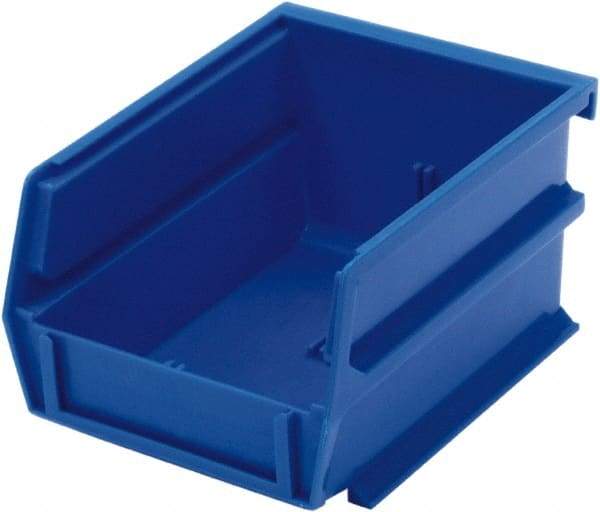 Triton - 5-3/8" Deep, Blue Polypropylene Hopper Stacking Bin - 3" High x 4-1/8" Wide x 5-3/8" Long - Industrial Tool & Supply