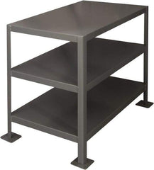 Durham - 36 Wide x 18" Deep x 30" High, Steel Machine Work Table - Flat Top, Rounded Edge, Fixed Legs, Gray - Industrial Tool & Supply