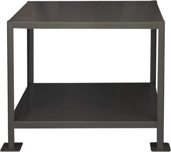Durham - 36 Wide x 24" Deep x 30" High, Steel Machine Work Table - Flat Top, Rounded Edge, Fixed Legs, Gray - Industrial Tool & Supply