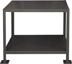 Durham - 36 Wide x 24" Deep x 30" High, Steel Machine Work Table - Flat Top, Rounded Edge, Fixed Legs, Gray - Industrial Tool & Supply