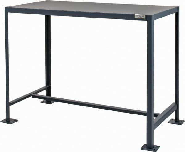 Durham - 48 Wide x 24" Deep x 36" High, Steel Machine Work Table - Flat Top, Rounded Edge, Fixed Legs, Gray - Industrial Tool & Supply