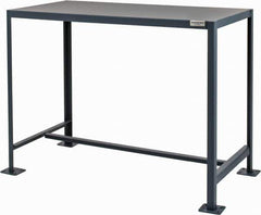 Durham - 48 Wide x 24" Deep x 36" High, Steel Machine Work Table - Flat Top, Rounded Edge, Fixed Legs, Gray - Industrial Tool & Supply