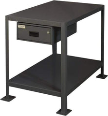 Durham - 36 Wide x 24" Deep x 36" High, Steel Machine Work Table with Drawer - Flat Top, Rounded Edge, Fixed Legs, Gray - Industrial Tool & Supply