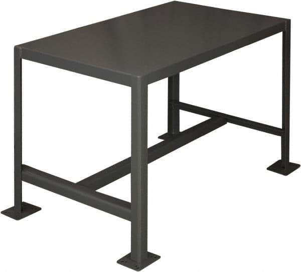 Durham - 36 Wide x 24" Deep x 36" High, Steel Machine Work Table - Flat Top, Rounded Edge, Fixed Legs, Gray - Industrial Tool & Supply