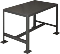 Durham - 48 Wide x 24" Deep x 18" High, Steel Machine Work Table - Flat Top, Rounded Edge, Fixed Legs, Gray - Industrial Tool & Supply