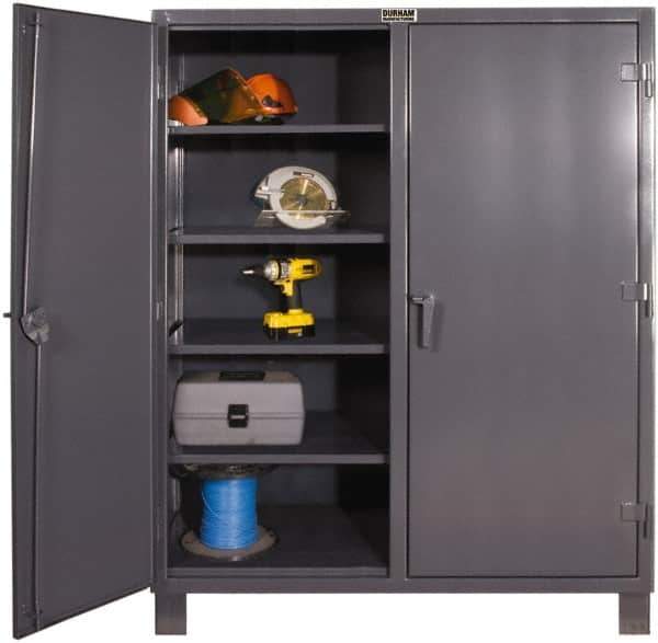 Durham - 6 Shelf Locking Storage Cabinet - Steel, 48" Wide x 24" Deep x 66" High, Gray - Industrial Tool & Supply