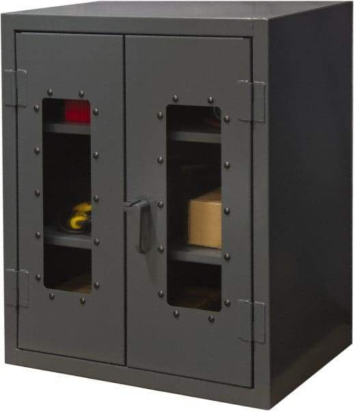 Durham - 2 Shelf Visible Storage Cabinet - Steel, 36" Wide x 24" Deep x 36" High, Gray - Industrial Tool & Supply