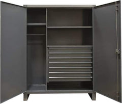 Durham - 3 Shelf Combination Storage Cabinet - Steel, 48" Wide x 24" Deep x 78" High, Gray - Industrial Tool & Supply