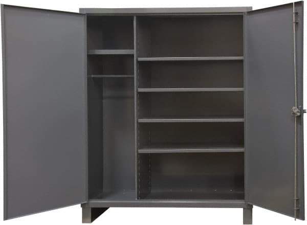 Durham - 5 Shelf Combination Storage Cabinet - Steel, 48" Wide x 24" Deep x 78" High, Gray - Industrial Tool & Supply