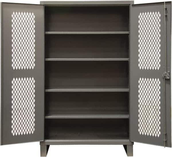 Durham - 4 Shelf Locking Storage Cabinet - Steel, 60" Wide x 24" Deep x 78" High, Gray - Industrial Tool & Supply