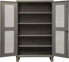Durham - 4 Shelf Locking Storage Cabinet - Steel, 36" Wide x 24" Deep x 78" High, Gray - Industrial Tool & Supply