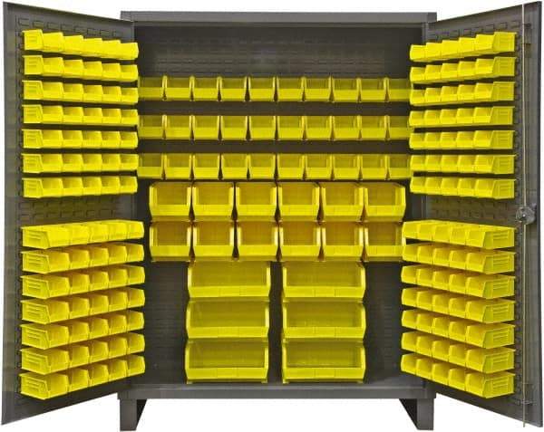 Durham - 198 Bin Storage Cabinet - Steel, 60" Wide x 24" Deep x 78" High, Gray - Industrial Tool & Supply