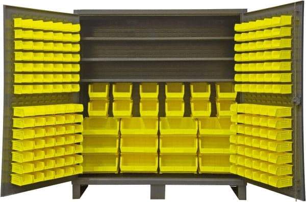 Durham - 3 Shelf 192 Bin Storage Cabinet - Steel, 72" Wide x 24" Deep x 78" High, Gray - Industrial Tool & Supply