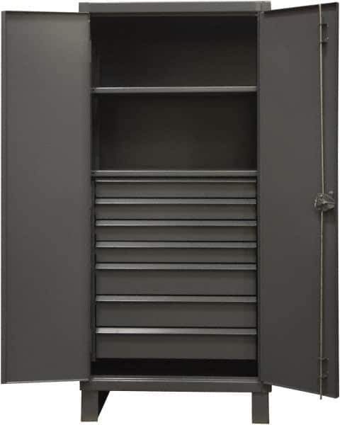Durham - 2 Shelf Locking Storage Cabinet - Steel, 36" Wide x 24" Deep x 78" High, Gray - Industrial Tool & Supply