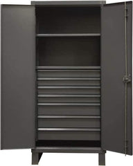 Durham - 2 Shelf Locking Storage Cabinet - Steel, 36" Wide x 24" Deep x 78" High, Gray - Industrial Tool & Supply